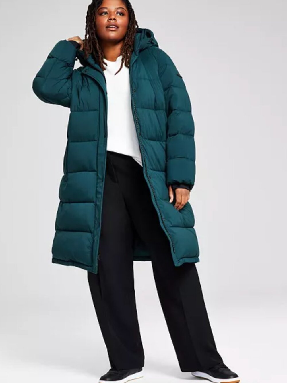 BCBGeneration Teal Women's Hooded Puffer Coat